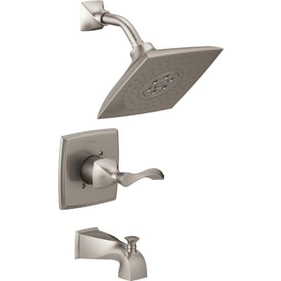 Everly H2Okinetic Single-Handle 3-Spray Tub and Shower Faucet in SpotShield Brushed Nickel (Valve Included)