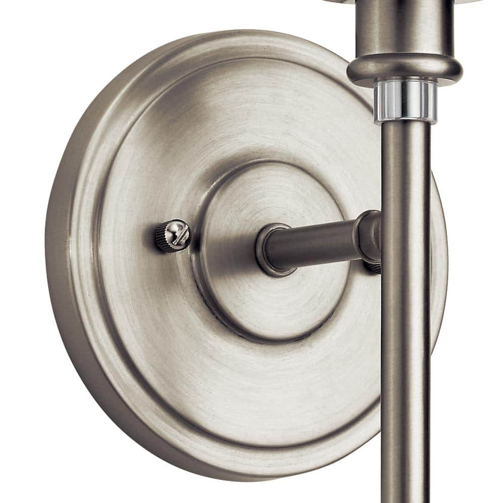 Transitional Nickel Wall Sconce with Cream Cylinder Shade