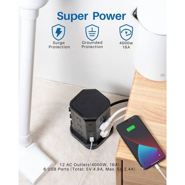 Yichuhaoxi Surge Protector Power Strip Tower 16.4 FT Extra Yichuhaoxi Surge Protector Power Strip Tower 16.4 FT Extra