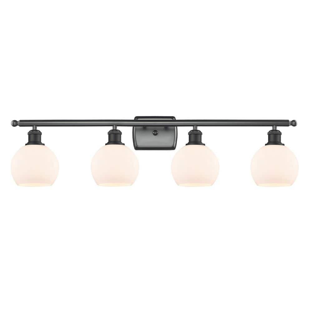 Athens 36 in. 4-Light Matte Black Vanity Light with Glass Shade price history on PriceWatchPro