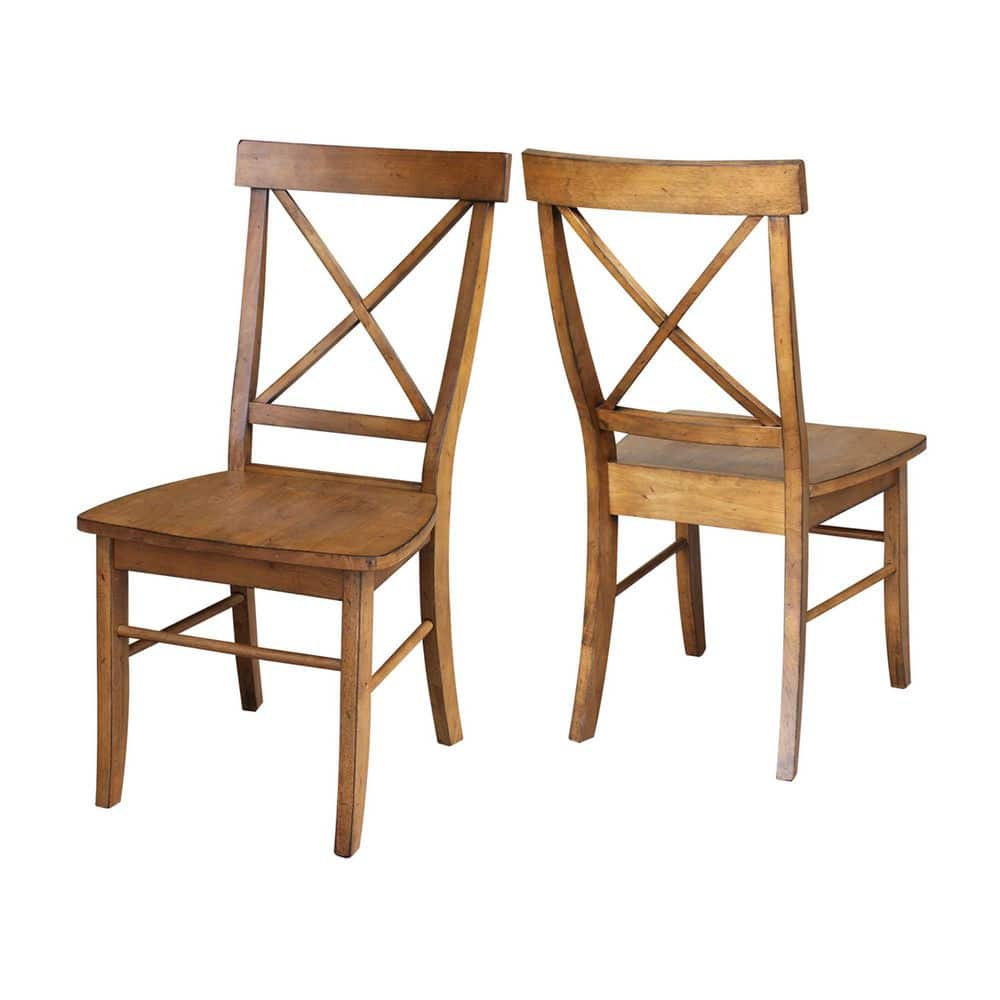 Elegant Pecan Brown Solid Wood Cross-Back Side Chair