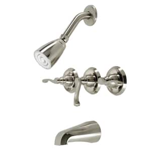 Royal Triple Handle 1-Spray Tub and Shower Faucet 2 GPM in. Brushed Nickel (Valve Included)