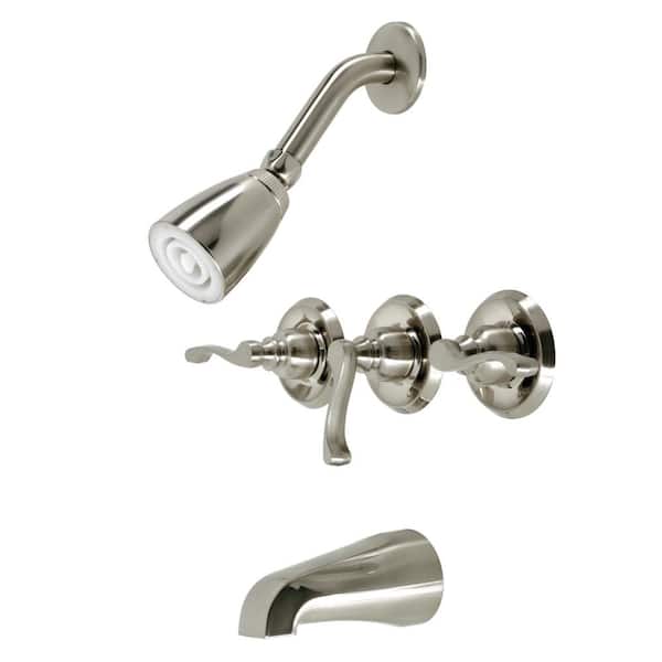 Kingston Brass Royal Triple Handle 1-Spray Tub and Shower Faucet 2 GPM ...