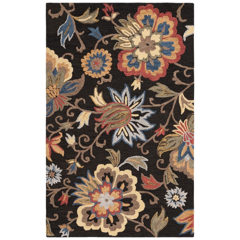 Blossom 4 ft. x 6 ft. Black/Yellow Garden Floral Area Rug price history on PriceWatchPro