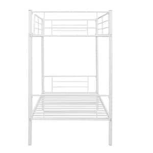 Twin Over White Twin Metal Bunk Bed Divided into 2-Beds