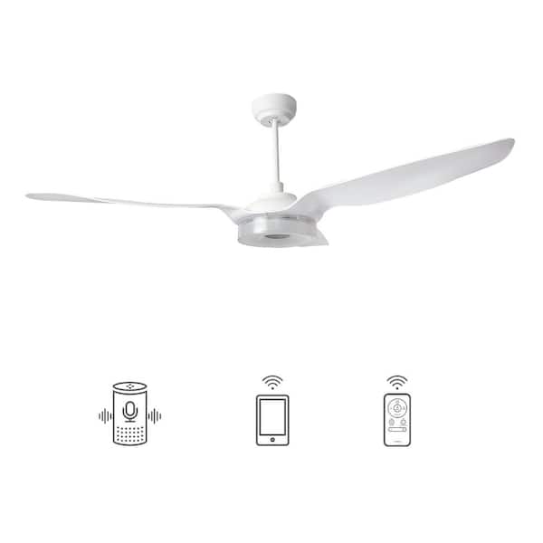 Carro Finley 60 In Dimmable Led Indoor, White Exterior Ceiling Fan With Light