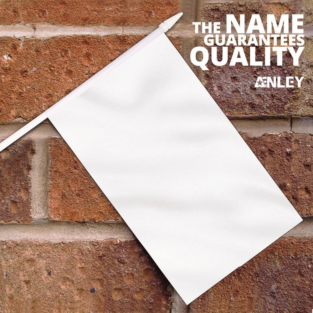 White Mini Handheld Polyester Flags with Plastic Sticks, 5x8 Inch, 12 Pack