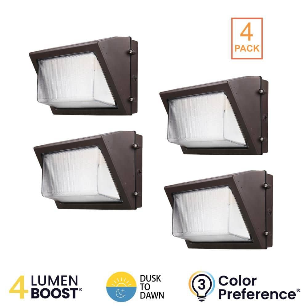 4-Pack 200-Watt Equivalent 14500LM Commercial Integrated LED Bronze Wall Pack Light, Selectable CCT, Dusk-to-Dawn price history on PriceWatchPro