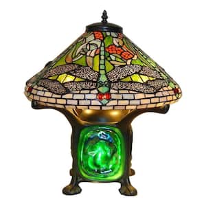 14 in. Height Tiffany Green Dragonfly Luminescent Table Lamp