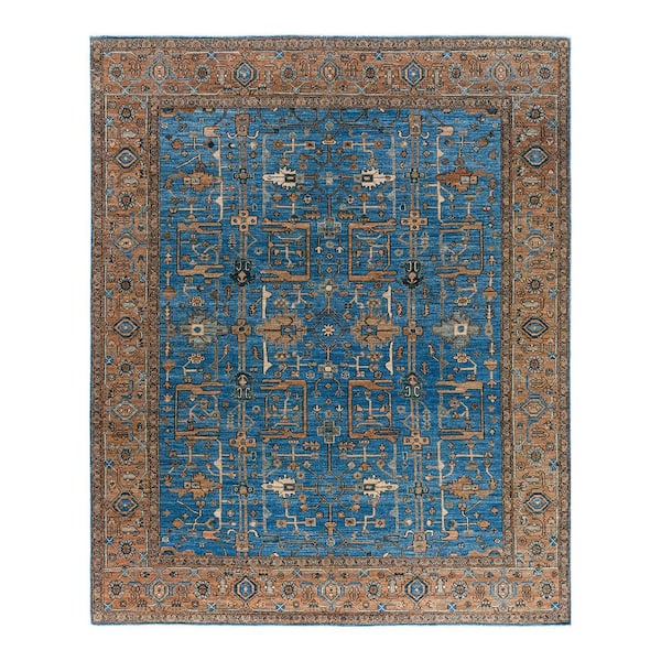 Serapi Light Blue 8 ft. x 10 ft. Tribal Wool Indoor Area Rug