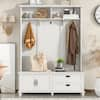 Modern Hall Tree with Storage Cabinet and 2 Large Drawers, Mudroom Bench  with Storage Shelf and 5 Coat Hooks - On Sale - Bed Bath & Beyond - 38429692