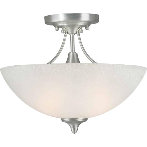 Forte Lighting Burton 2-Light Brushed Nickel Incandescent Ceiling Semi Flush Mount