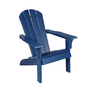 Waller Blue Casual Plastic Adirondack Chair with Fan-Shaped Backrest and Armrests
