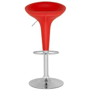 Shedrack Adjustable Height Red Swivel Cushioned Bar Stool