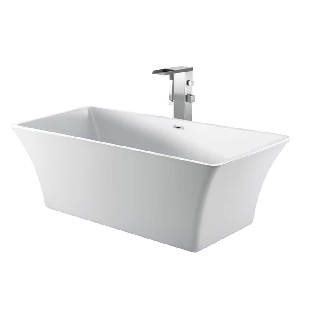 Taylor 66'' White Acrylic Freestanding Soaking Bathtub