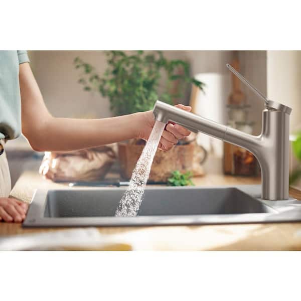 Hansgrohe Zesis Pull Out Sprayer Kitchen Faucet in Stainless Steel