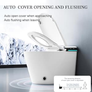 Smart Bidet Toilet, Auto Open/Close Lid 1-Piece Bidet Toilet with Heated Seat, Drying, Washing and LED Display