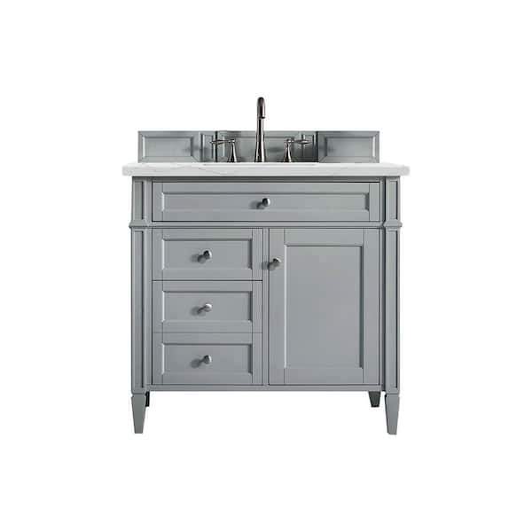 James Martin Vanities Brittany 36.0 in. W x 23.5 in. D x 34 in. H Bathroom Vanity in Urban Gray with Ethereal Noctis Quartz Top