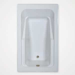 66 in. Acrylic Reversible Drain Rectangular Alcove Soaking Bathtub in Biscuit