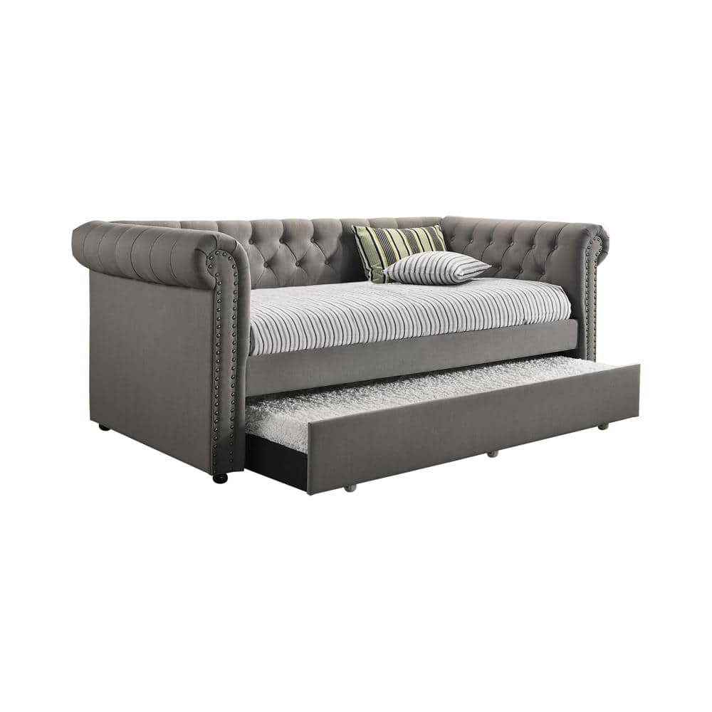 Coaster Kepner Gray Twin Tufted Upholstered Daybed with Trundle 300549 ...