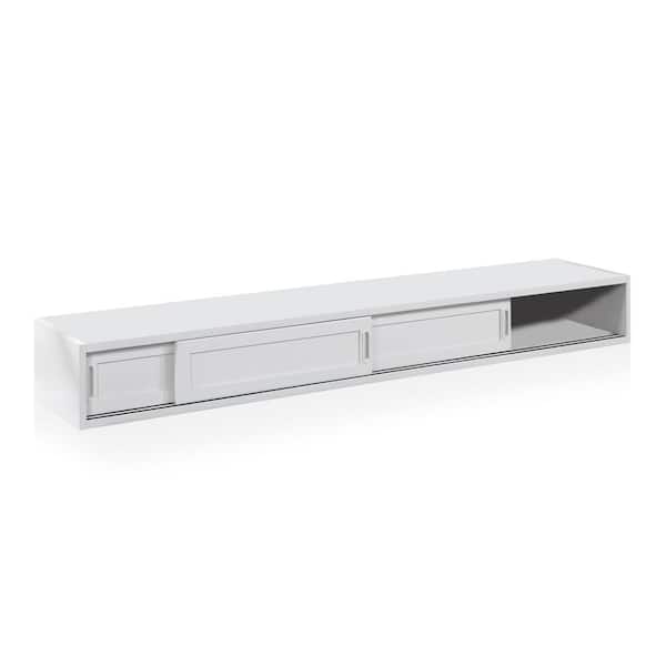 Furniture of America Crescent City White Underbed Storage with Sliding Doors (10.5 in. H x 74.74 in. W x 19.125 in. D)