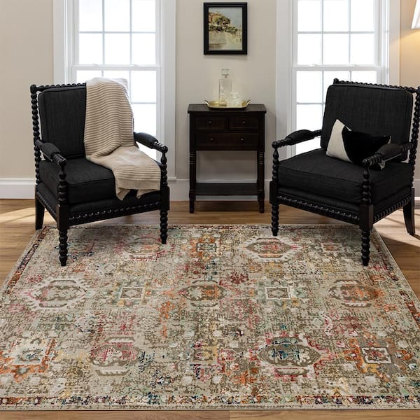 Medallion Tan 7 ft. 10 in. x 10 ft. Indoor Area Rug