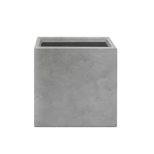 12" W Square Lightweight Natural Concrete Metal Indoor Outdoor Planter Pot w/Drainage Hole