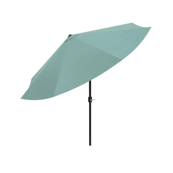 Pure Garden 10 ft. Aluminum Outdoor Market Patio Umbrella with Auto Tilt, Easy Crank Lift in Dusty Green