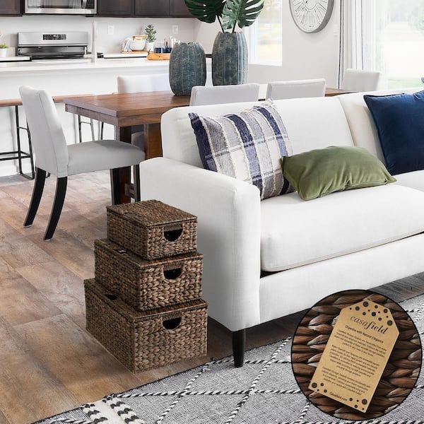 Casafield Brown Espresso 21.25 in. x 24.75 in. Wicker Hyacinth