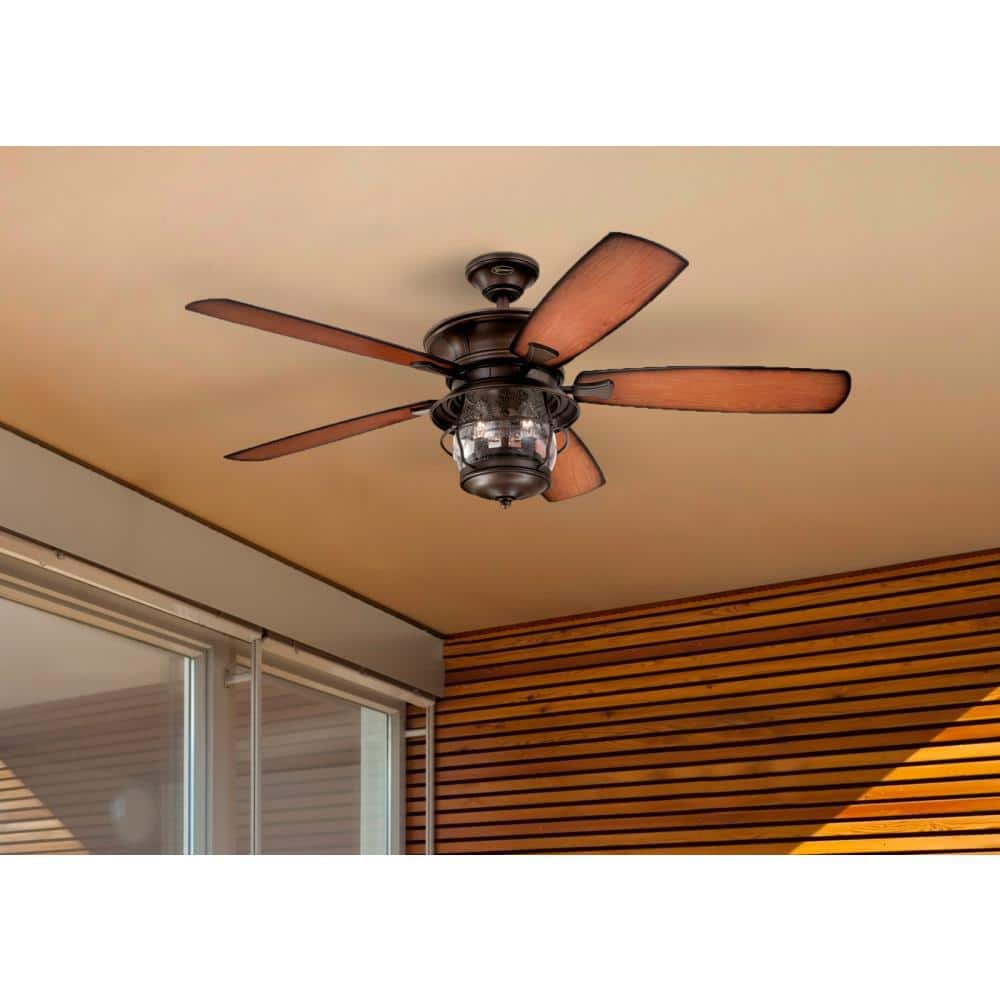 Aged Walnut 52" Indoor/Outdoor Ceiling Fan with Light
