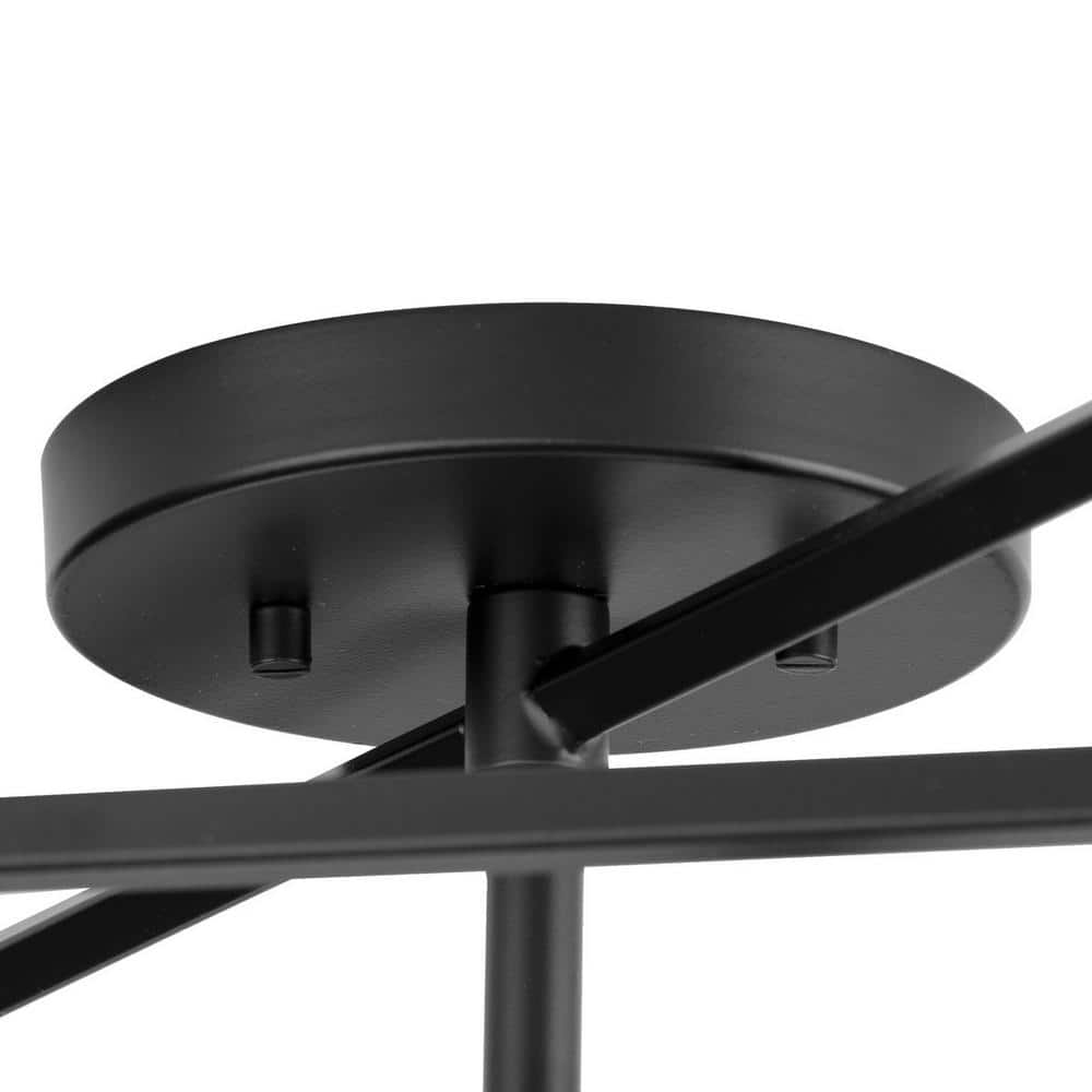 Matte Black Glass Outdoor Semi Flush Mount Light