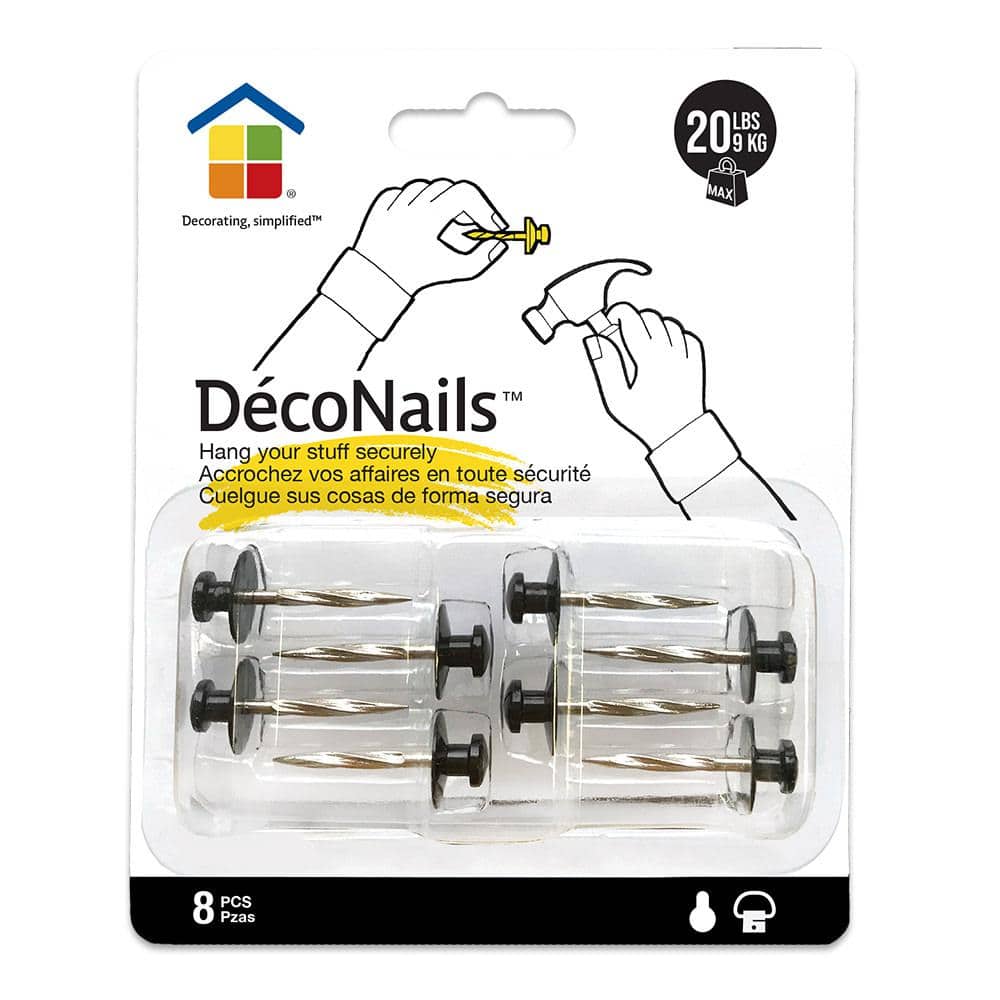 Under the Roof Decorating Steel Small Picture Hanging Hooks, Black, 2 Head  Sizes, Easy Installation, Grooved Design, Holds up to 40 lbs. in the Picture  Hangers department at