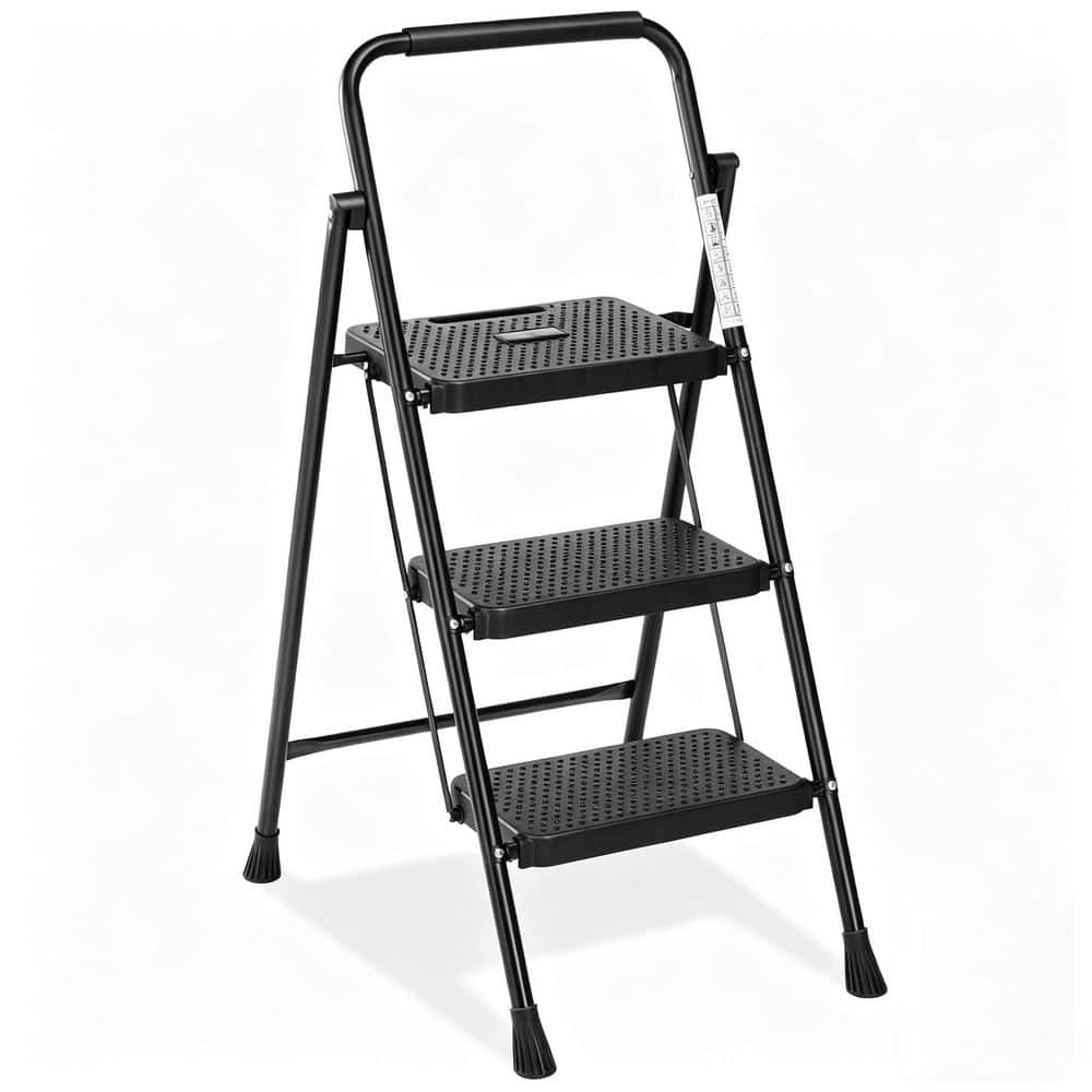 3-Step Lightweight Steel Step Stool (9 ft. Reach) with Safety Lock, 800 lb. Load Capacity, Black price history on PriceWatchPro