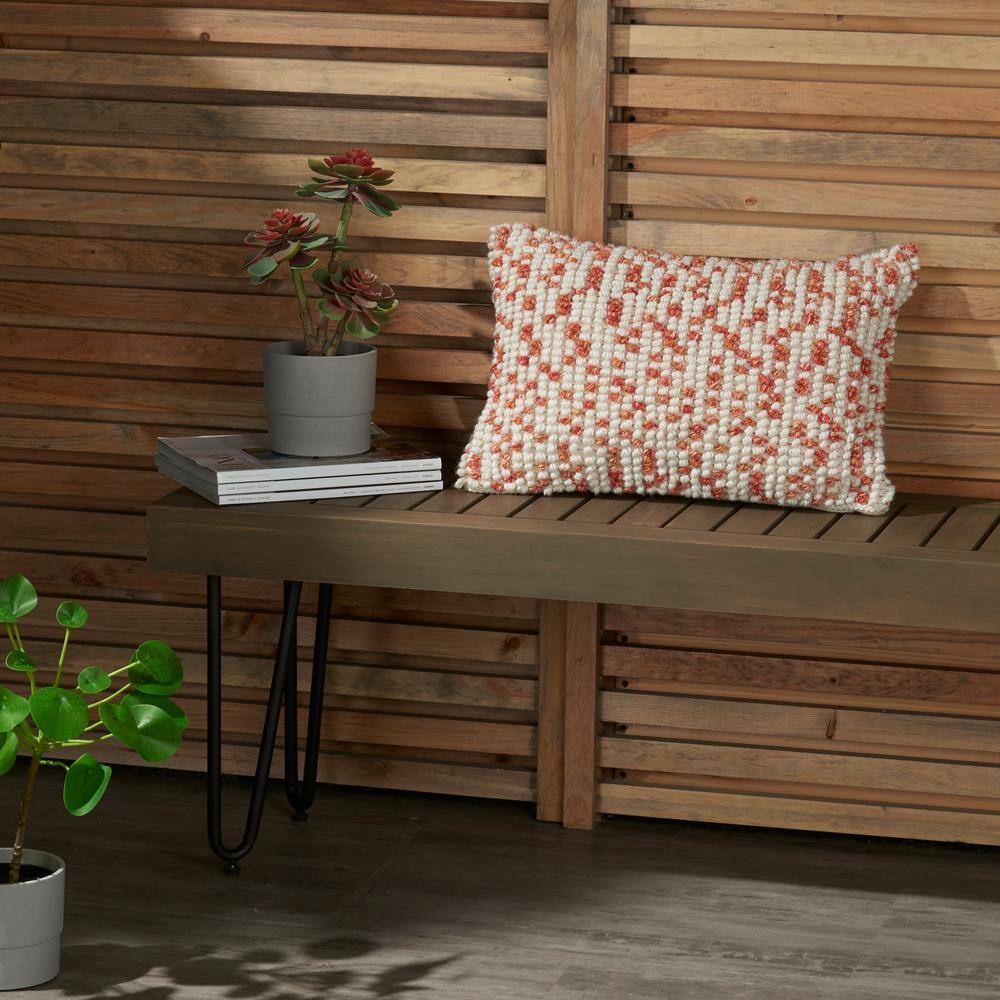 Coral and White Embroidered Square Throw Pillow Set