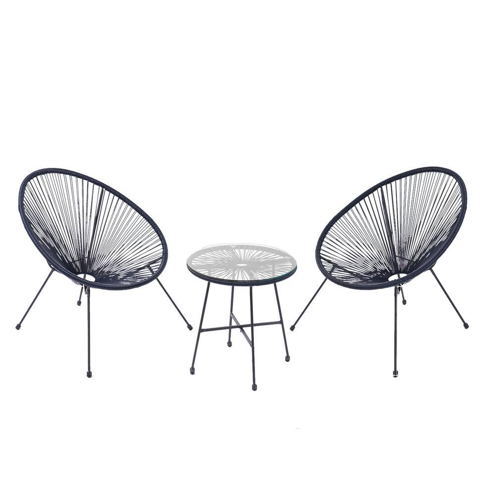 3-piece Outdoor Lounge Egg Chair in Navy