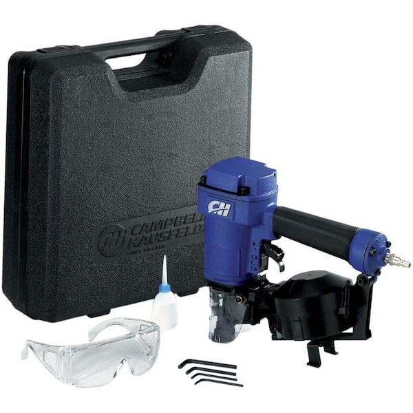 Campbell Hausfeld Pneumatic 15 Degree Coiled Roofing Nailer with Kit and Carrying Case