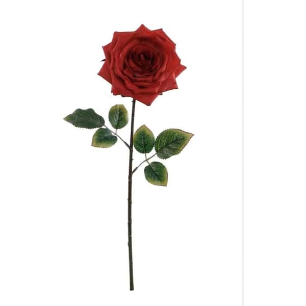 Larksilk 20 in. Red Artificial Open Rose Silk Floral Arrangements Lifelike Blooms, Floral Home by Artificial Flowers (Set of 12)