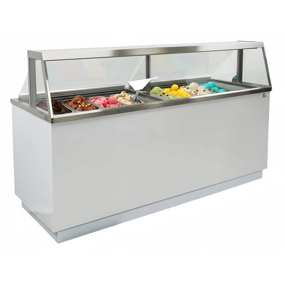 88.75 in. W 30.6 cu. ft. Manual-Defrost Commercial Portable Freezer 16-Tub Deluxe Ice Cream Dipping Cabinet in White