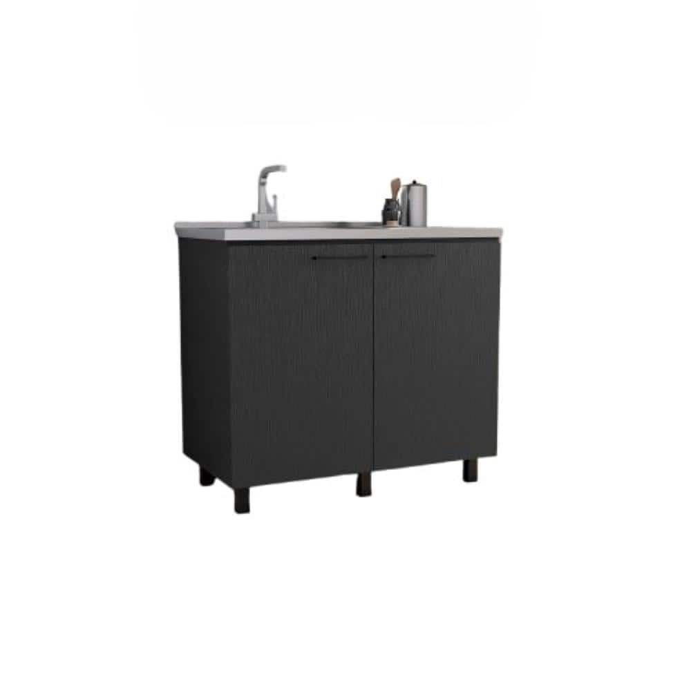 39.40 in. D x 20.70 in. W Undermount Stainless Steel Black Utility Sink wit