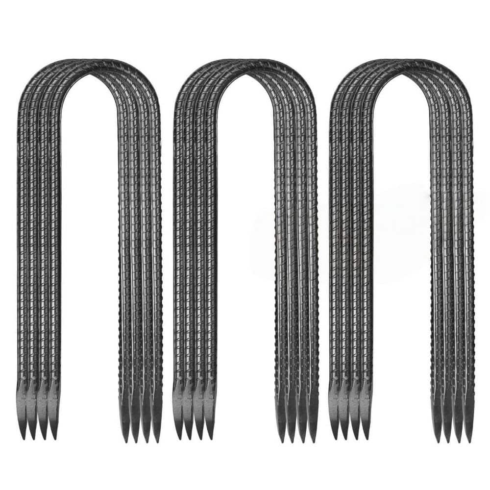 12-Pack 0.32 in. x 10 in. U-Shape Rebar Stakes with Chisel Point End, Galvanized Steel Ground Anchors for Gardening price history on PriceWatchPro