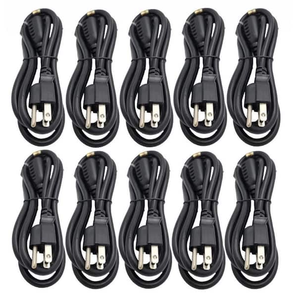 Micro Connectors, Inc 3 ft. 16/3 13 Amp UL Power Extension Cord, NEMA 5-15R to NEMA 5-15P Indoor/Black (10-Pack)