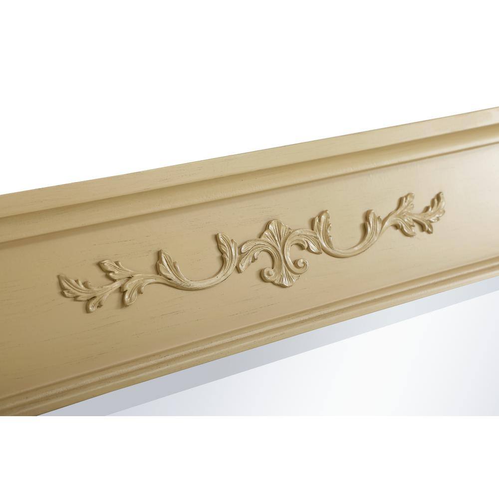 Elegant Light Antique Beige Wood Framed Rectangular Mirror