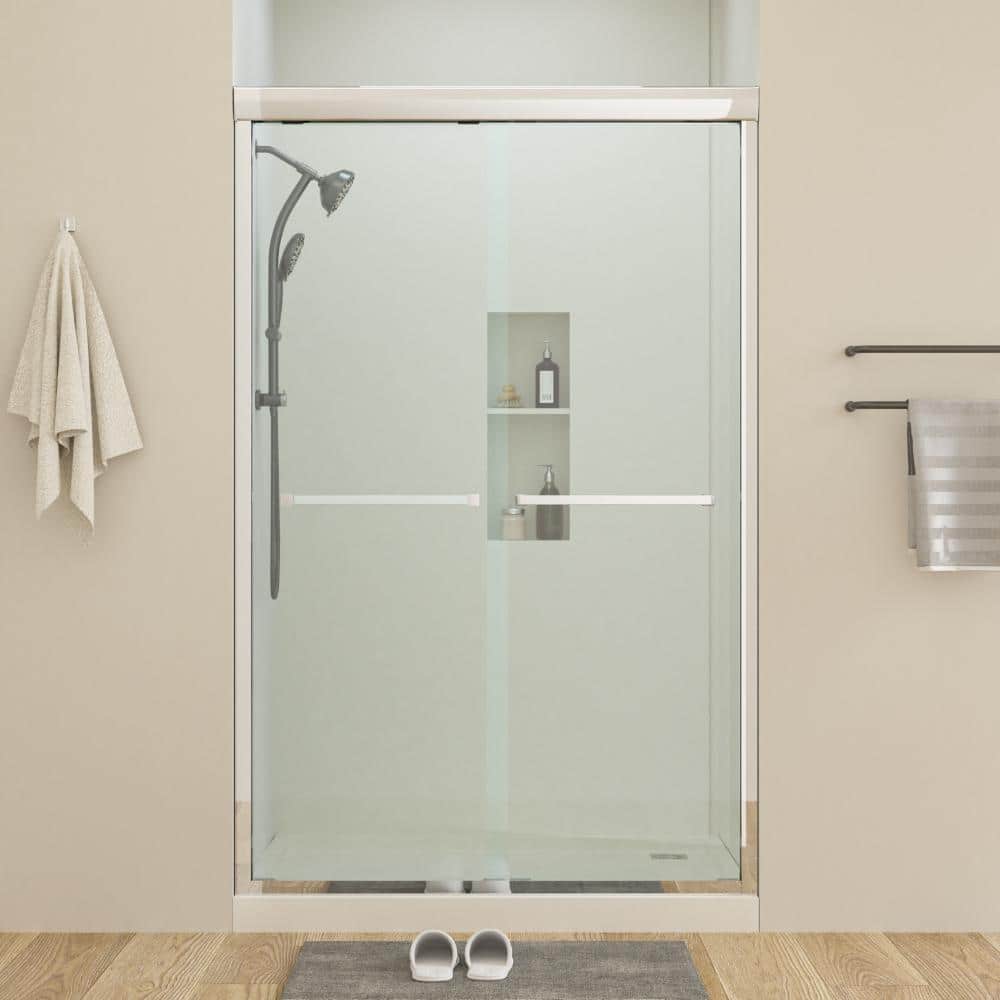 48 in. W x 76 in. H Semi-Frameless Double Sliding Alcove Shower Door in Chrome with 5/16 in. Clear Tempered Glass price history on PriceWatchPro