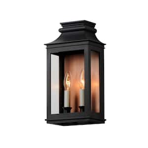 Savannah VX 2-Light Black Outdoor Hardwired Wall Sconce