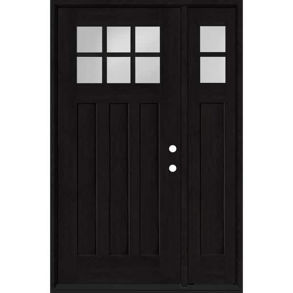 Regency 53 in. x 80 in. 6-Lite Top Lite Clear Glass LHIS Onyx Mahogany Fiberglass Prehung Front Door 14 in. Side Lite
