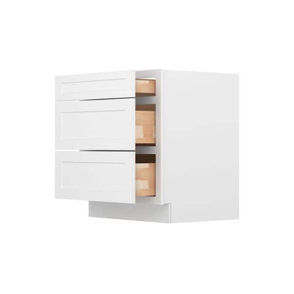 30 in. W 24 in. H 34.5 in. D Ready to Assemble Plywood Base Kitchen Cabinet in Painted White with 3 Drawer