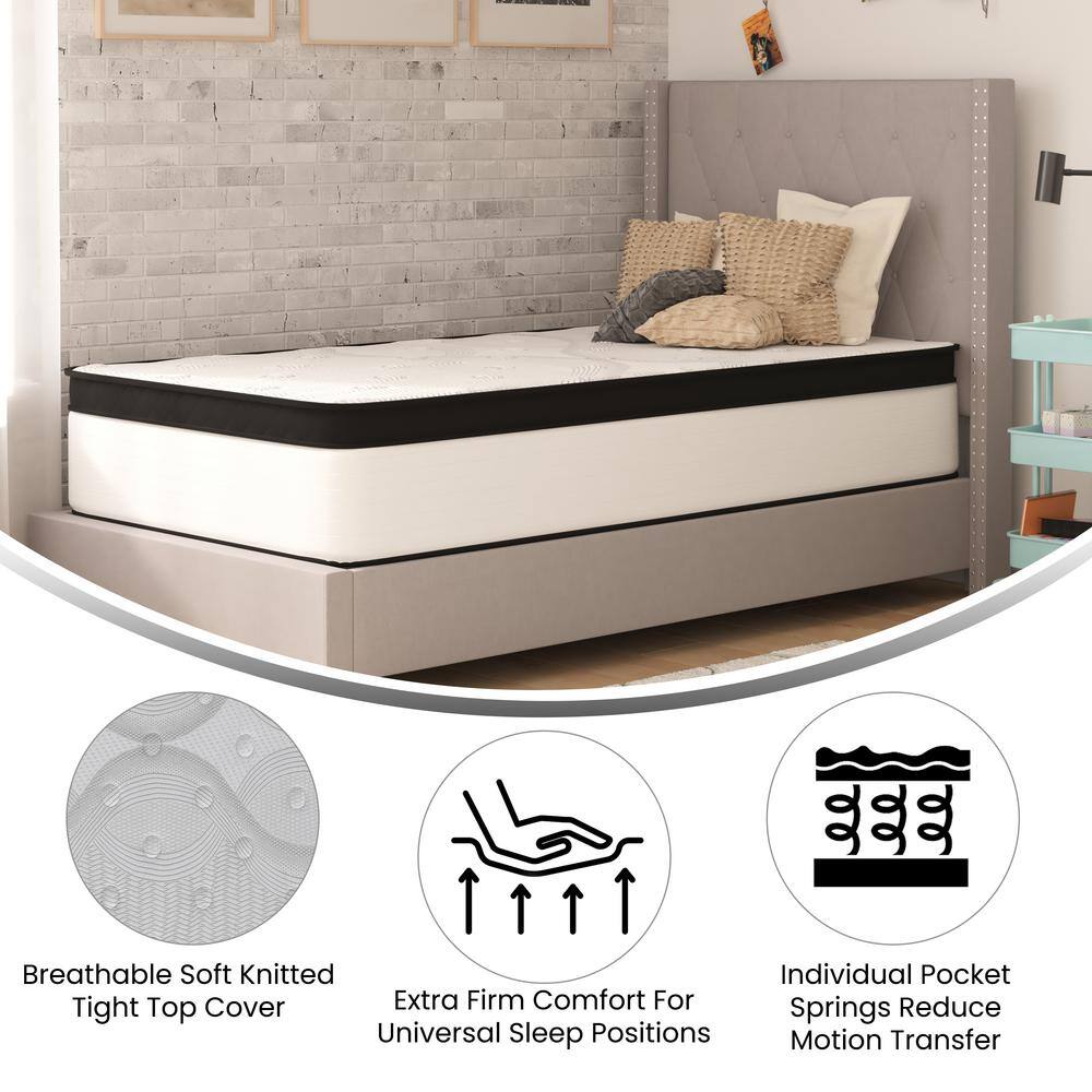 Twin 12" White and Black Innerspring Adjustable Mattress
