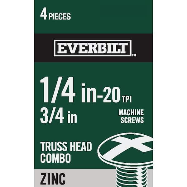 Everbilt 1/4 in.-20 x 3/4 in. Combo Truss Head Zinc Plated Machine Screw (4-Pack)