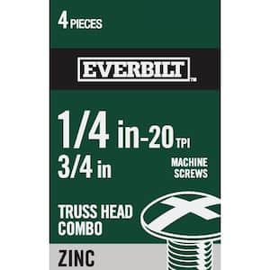 1/4 in.-20 x 3/4 in. Combo Truss Head Zinc Plated Machine Screw (4-Pack)