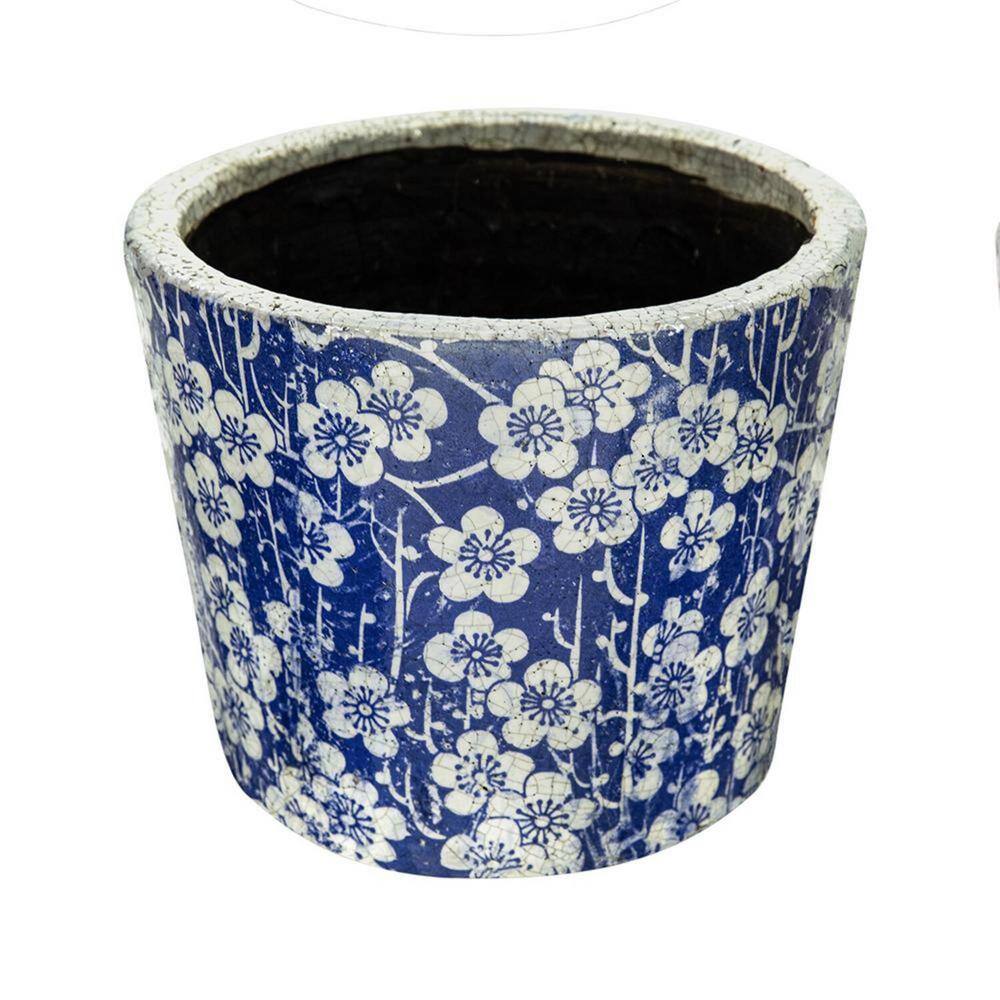 Large Blue and White Terracotta Planters Set of 4